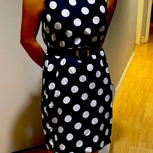 Beautiful navy blue and white polkadot J.Crew dress